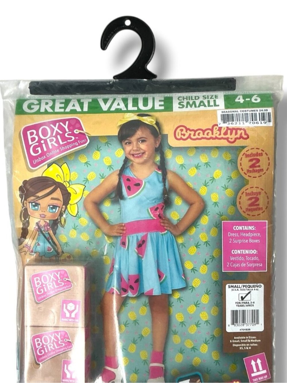 Rubies Boxy Girl Costume Dress Fashion Doll Brooklyn Dress Up NEW Girl Small 4-6 - Picture 6 of 7
